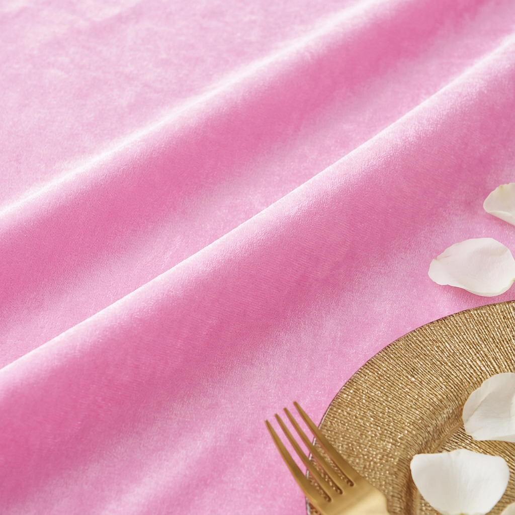 Velvet 132" Round Tablecloth - Pink - CV Linens