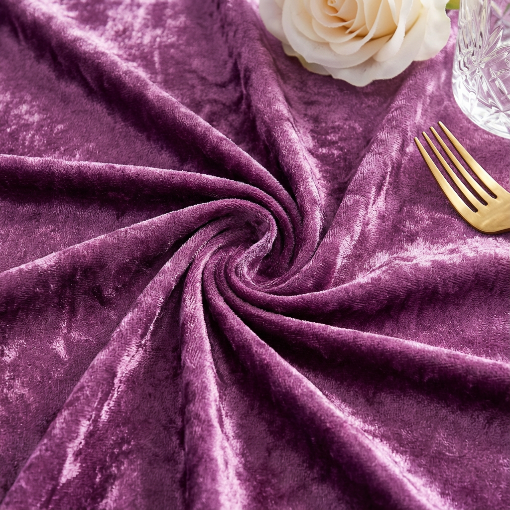 Velvet 132" Round Tablecloth - Violet - CV Linens