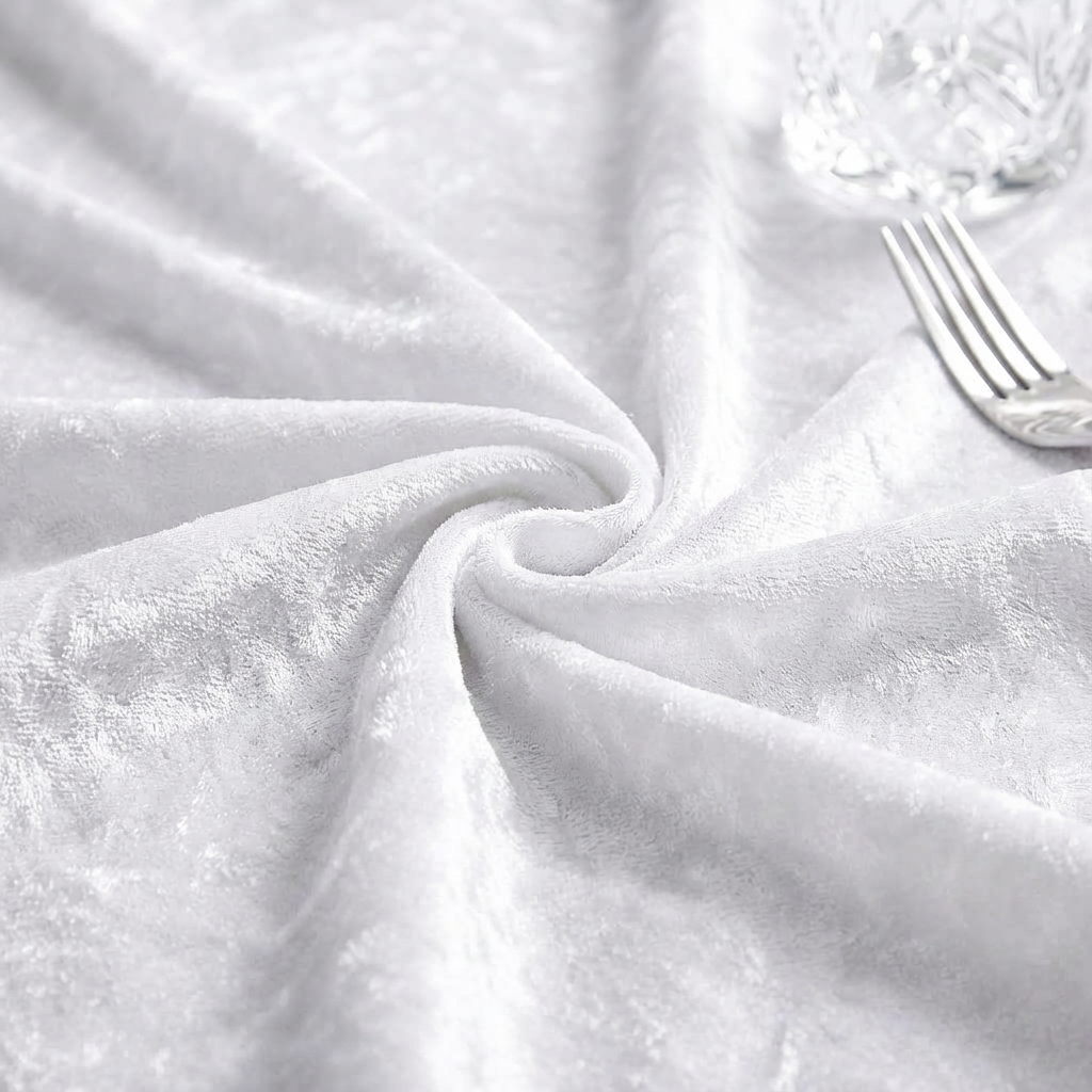 Velvet 132" Round Tablecloth - White - CV Linens