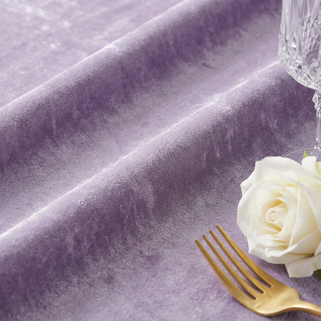 Velvet 132" Round Tablecloth - Victorian Lilac/Wisteria - CV Linens