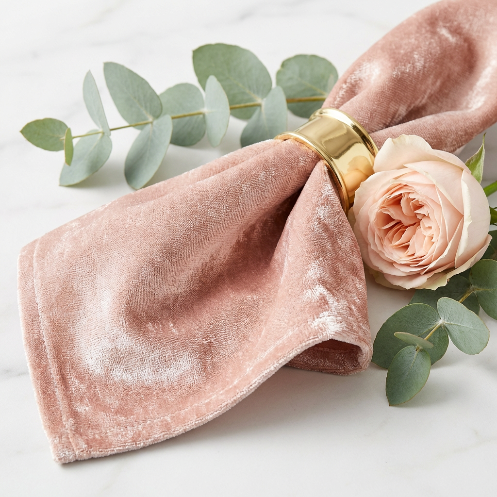 Velvet 20"x20" Linen Napkin - Blush/Rose Gold - CV Linens
