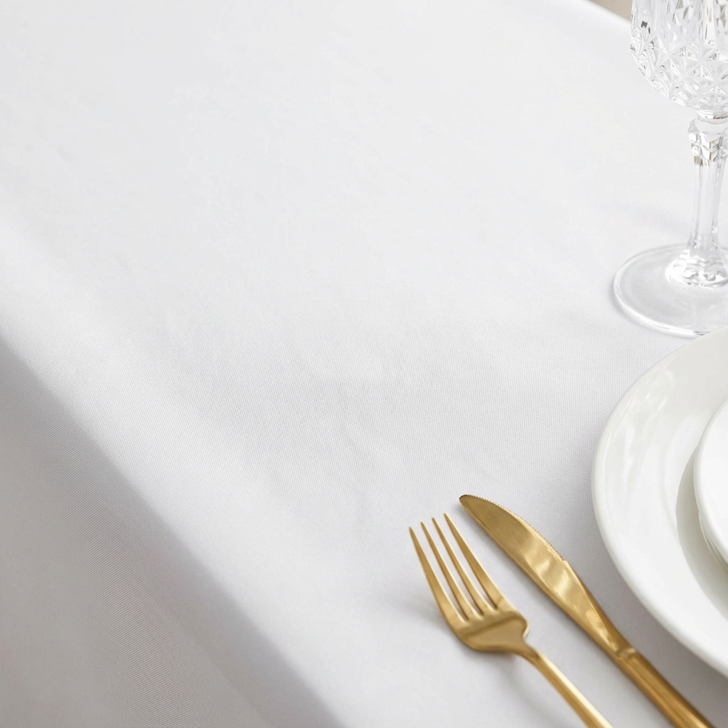 90"x132" Rectangular Oblong Premium Polyester Tablecloth - White - CV Linens