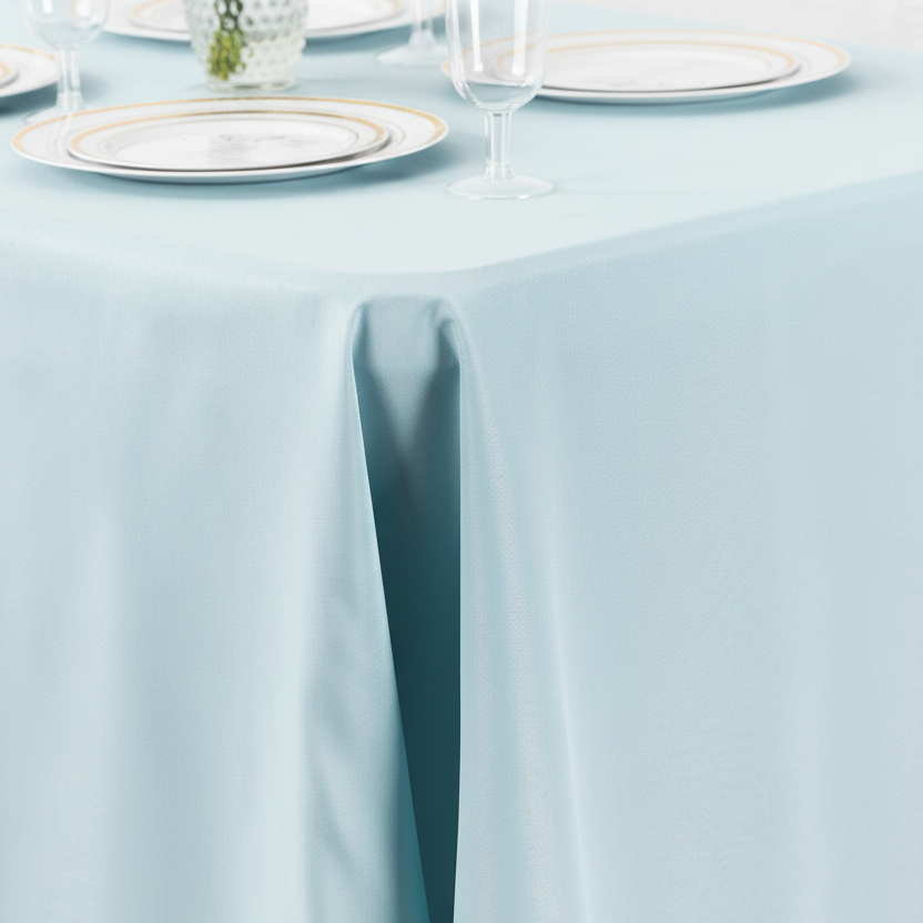 Lifestyle_Detail_Baby Blue Rectangular Oblong Premium Polyester Tablecloth Size: 90 X 156 in