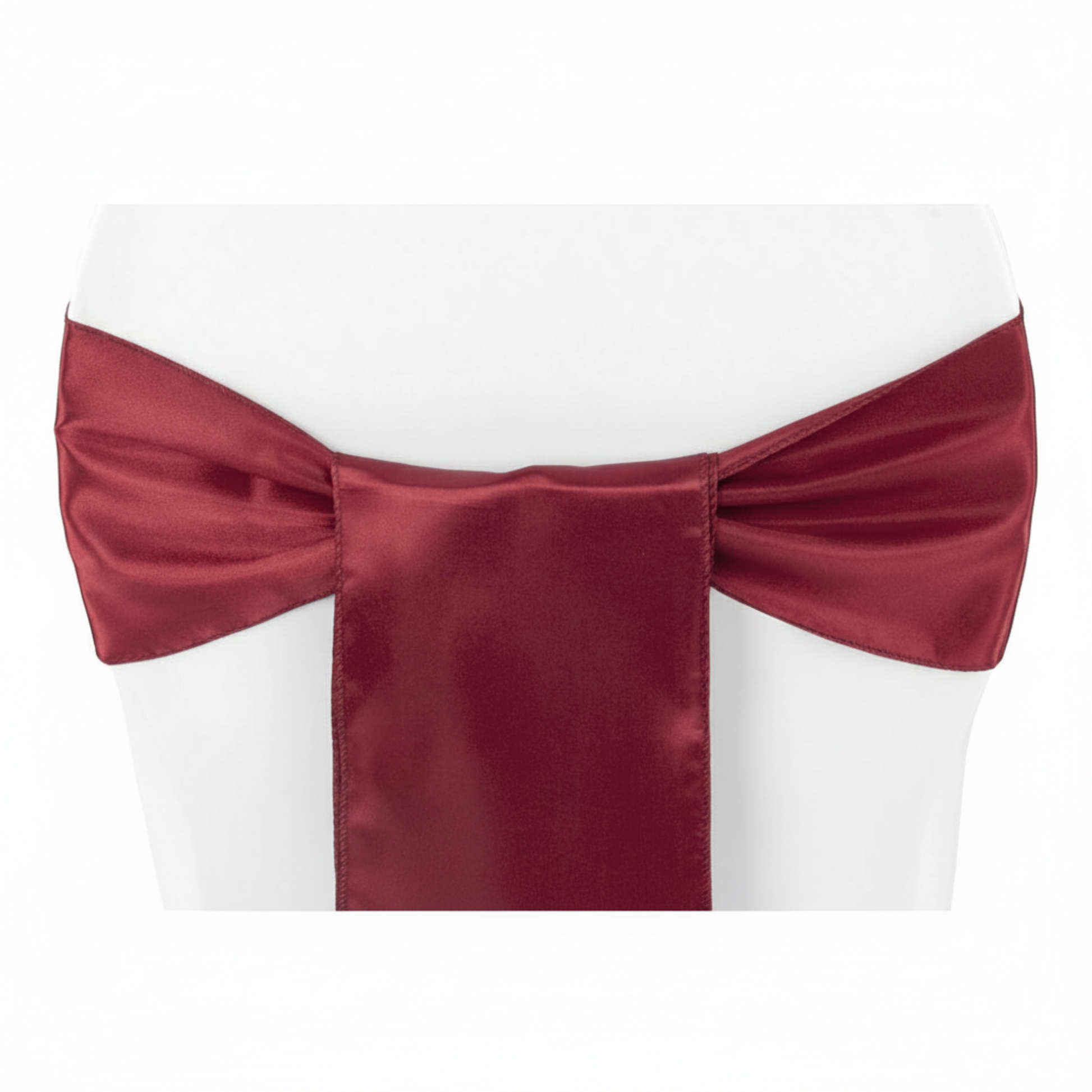 Lifestyle_Detail_Burgundy Standard Satin Chair Sash Size: 6 X 108 in