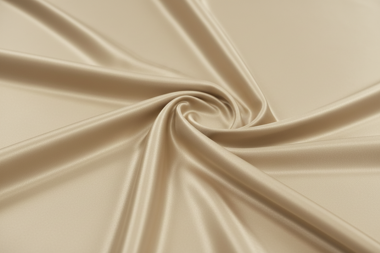 Lifestyle_Detail_Champagne Lamour Satin Round Tablecloth Size: 120 in