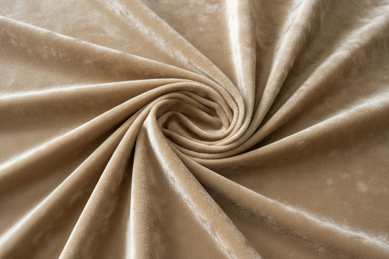 Lifestyle_Detail_Champagne Velvet Fabric Roll Size: 10 Yards