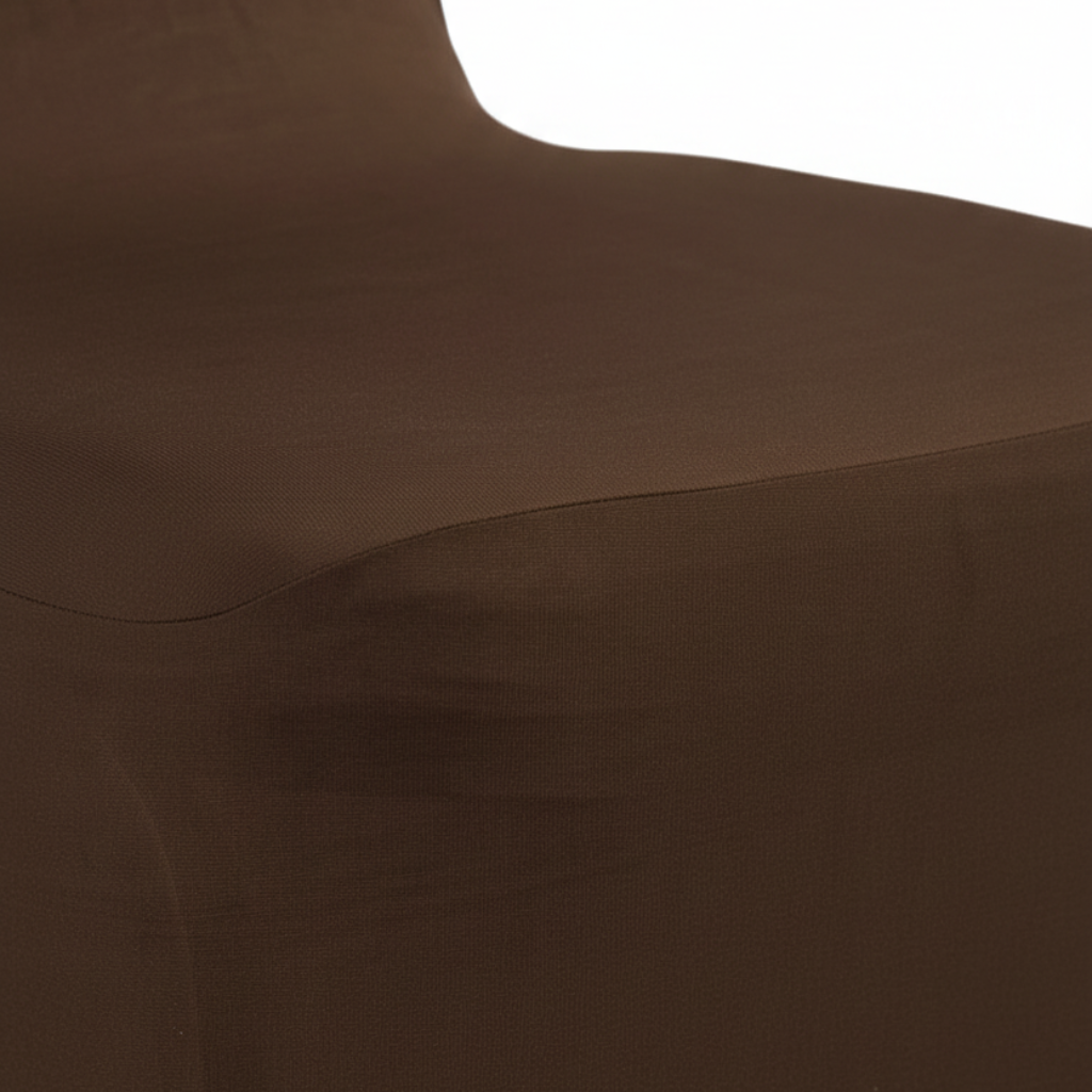 Lifestyle_Detail_Chocolate Brown Spandex Banquet Chair Cover