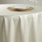 Lifestyle_Detail_Ivory Satin Round Tablecloth Size: 132 in