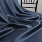 Lifestyle_Detail_Navy Blue Lamour Satin Round Tablecloth Size: 132 in