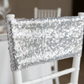 Silver Glitz Sequin Spandex Chair Band Size: 5-6 X 13 in 