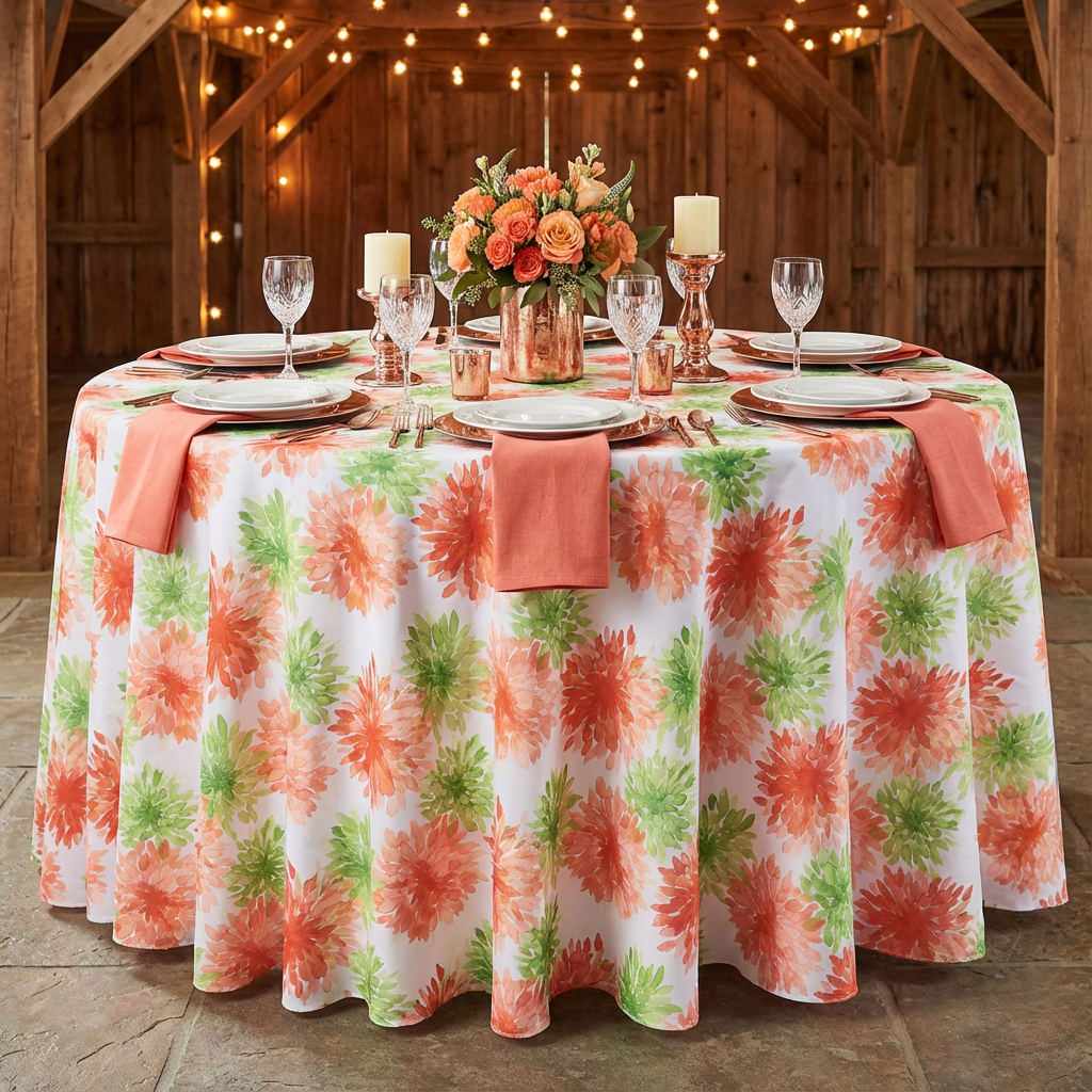 Blooming Mums 108" Round Tablecloth - CV Linens