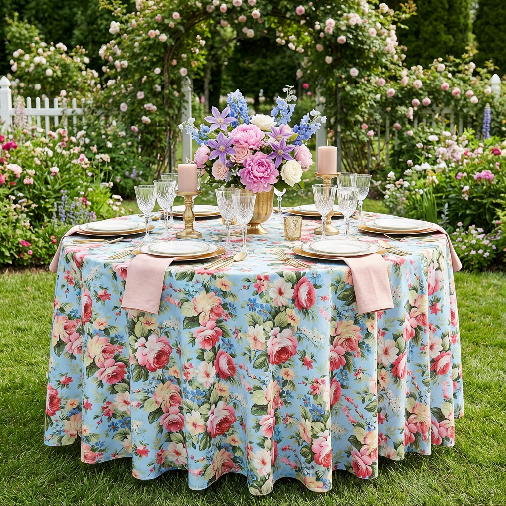 English Garden Floral 108" Round Tablecloth - CV Linens