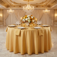 Economy Polyester Tablecloth 108" Round - Gold - CV Linens