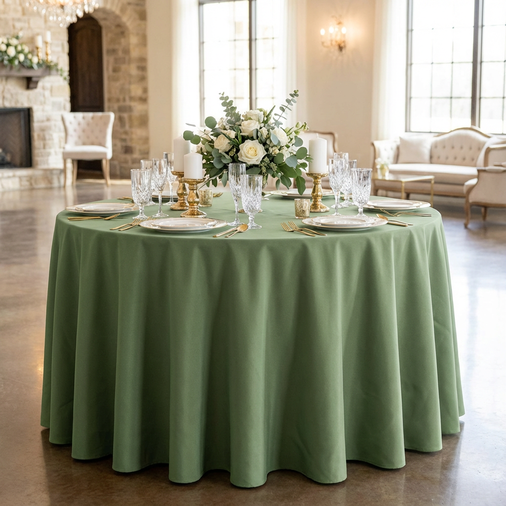 Willow Green Premium Polyester 108" Round Tablecloth | Wedding | Event | Wholesale by CV Linens