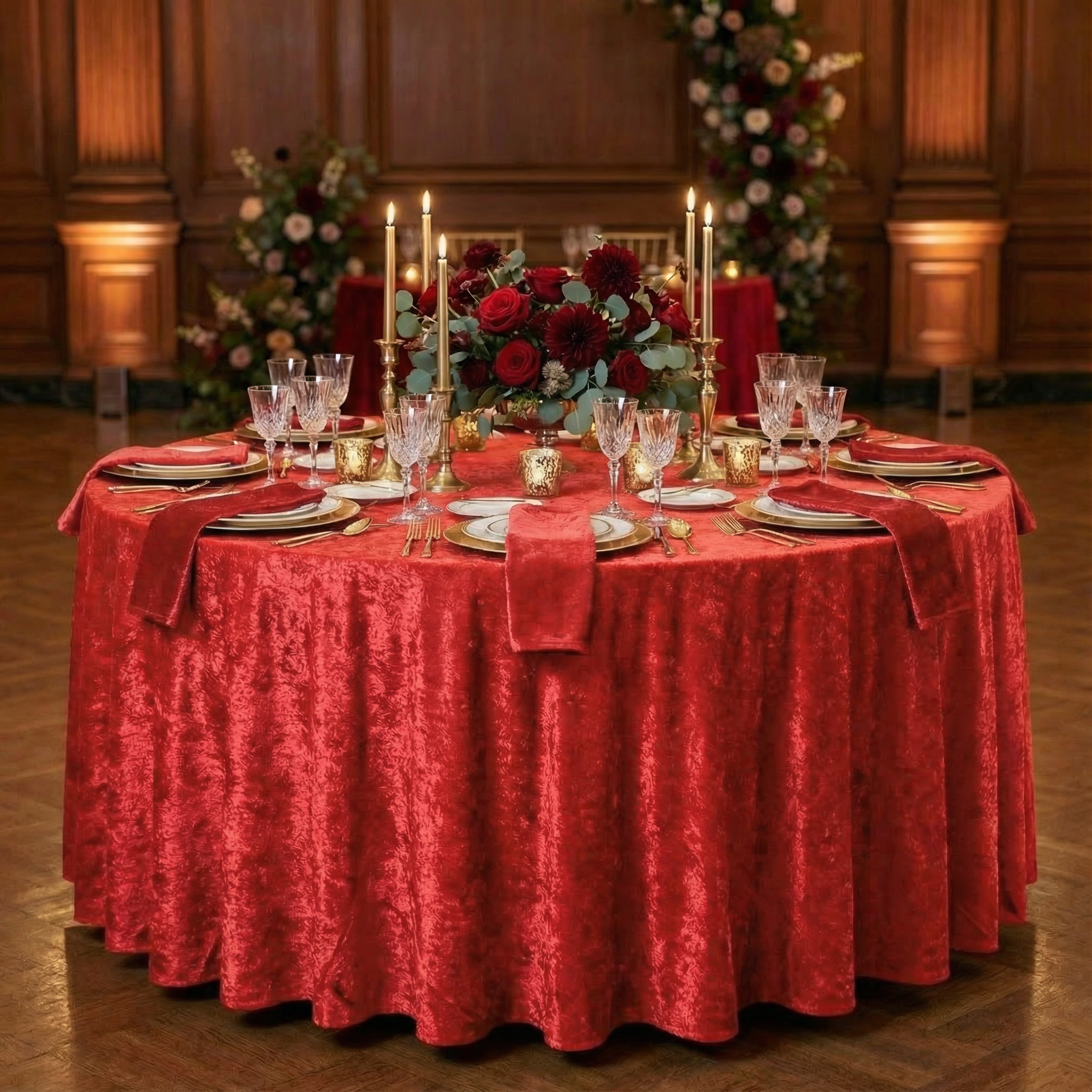 Ruby Red Tablecloth Velvet 120