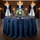 Accordion Crinkle Taffeta 120" Round Tablecloth - Navy Blue - CV Linens