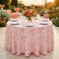 Coral French Toile 120" Round Tablecloth | Polyester | Wedding | Event | Wholesale by CV Linens