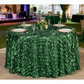 Leaf Petal Taffeta Round 120" Tablecloth - Emerald Green - CV Linens