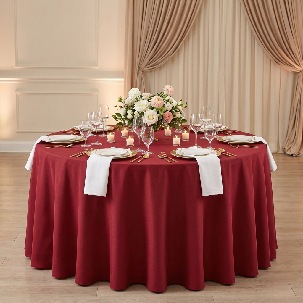 Apple Red Premium Polyester 120" Round Tablecloth | Wedding | Event | Wholesale by CV Linens