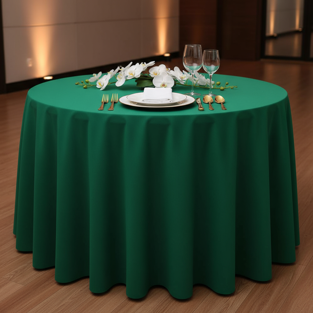 Emerald Green Premium Polyester 120" Round Tablecloth | Wedding | Event | Wholesale by CV Linens