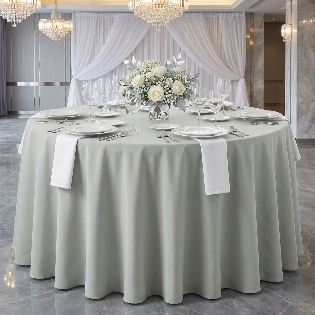 Gray/Silver Premium Polyester Round Tablecloth Size: 120 in | Wedding | Event | Wholesale by CV Linens