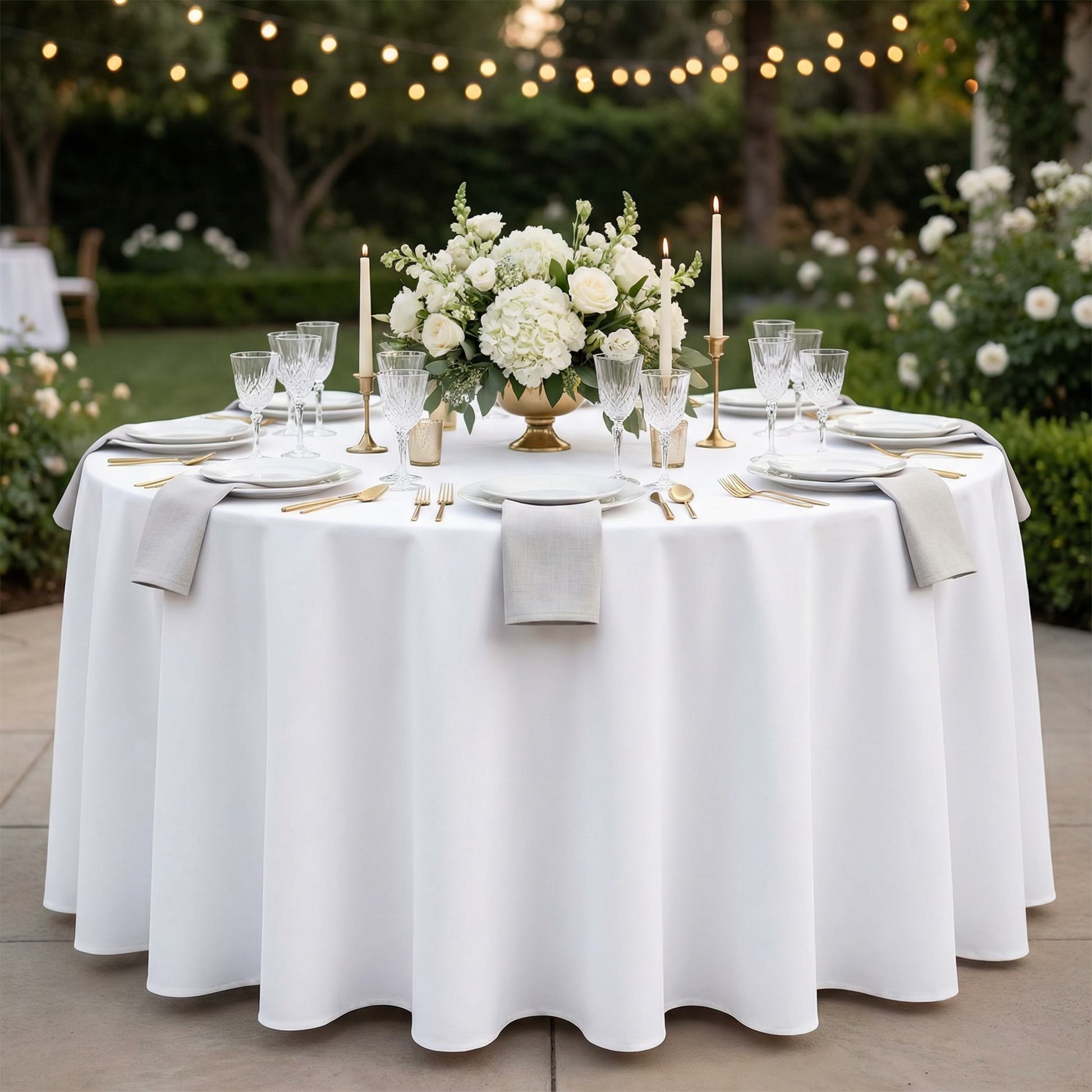 Scuba 120" Round Tablecloth - White - CV Linens