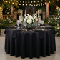 Lamour Satin 132" Round Tablecloth - Black - CV Linens