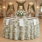 Olive Green French Toile Round Tablecloth Size: 132 in | Polyester | Wedding | Event | Wholesale by CV Linens