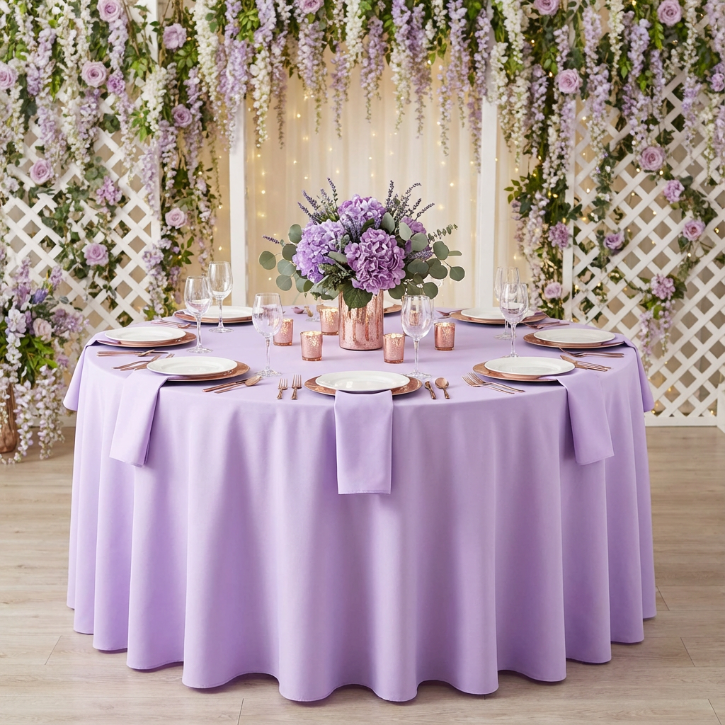 Lavender Premium Polyester 132" Round Tablecloth | Wedding | Event | Wholesale by CV Linens