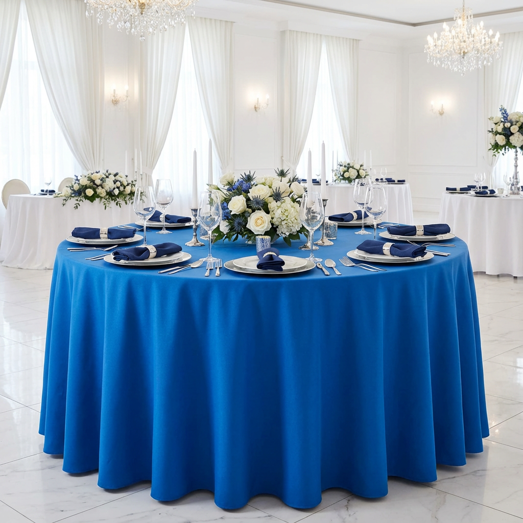 Royal Blue Round Premium Polyester Tablecloth Size: 132 in | Wedding | Event | Wholesale by CV Linens
