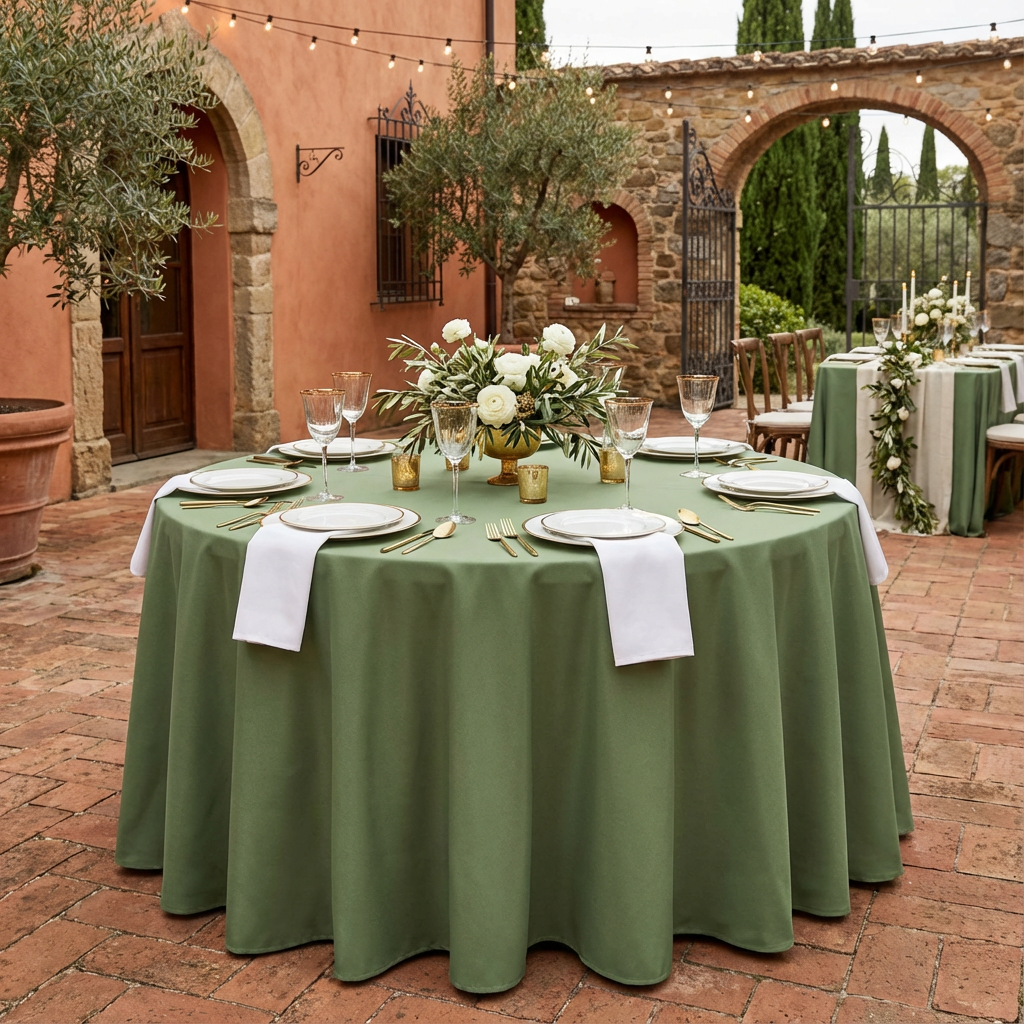 Round Premium Polyester 132 Tablecloth Willow Green CV Linens round-premium-polyester-132-tablecloth-willow-green-cv-linens