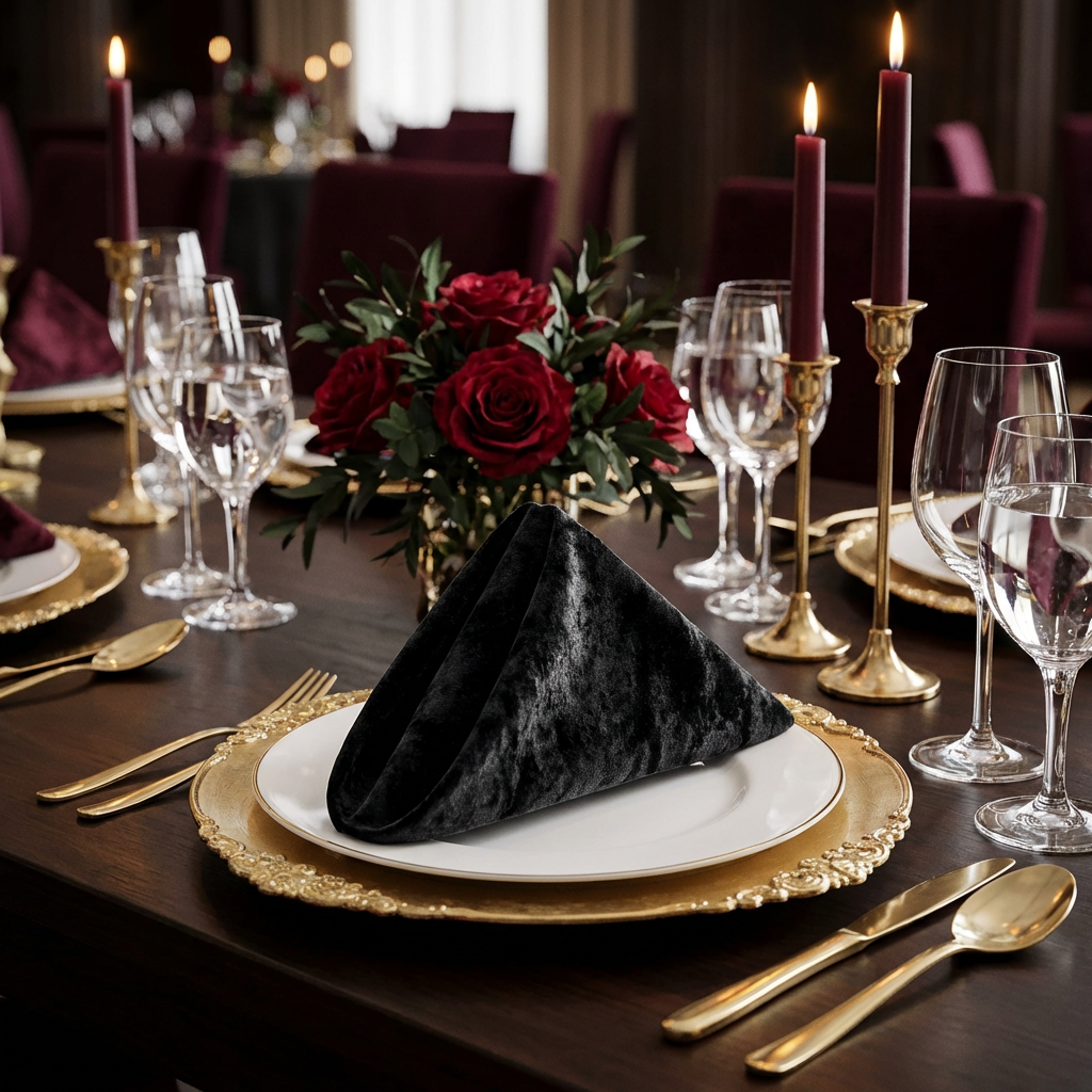 Velvet 20"x20" Linen Napkin - Black - CV Linens