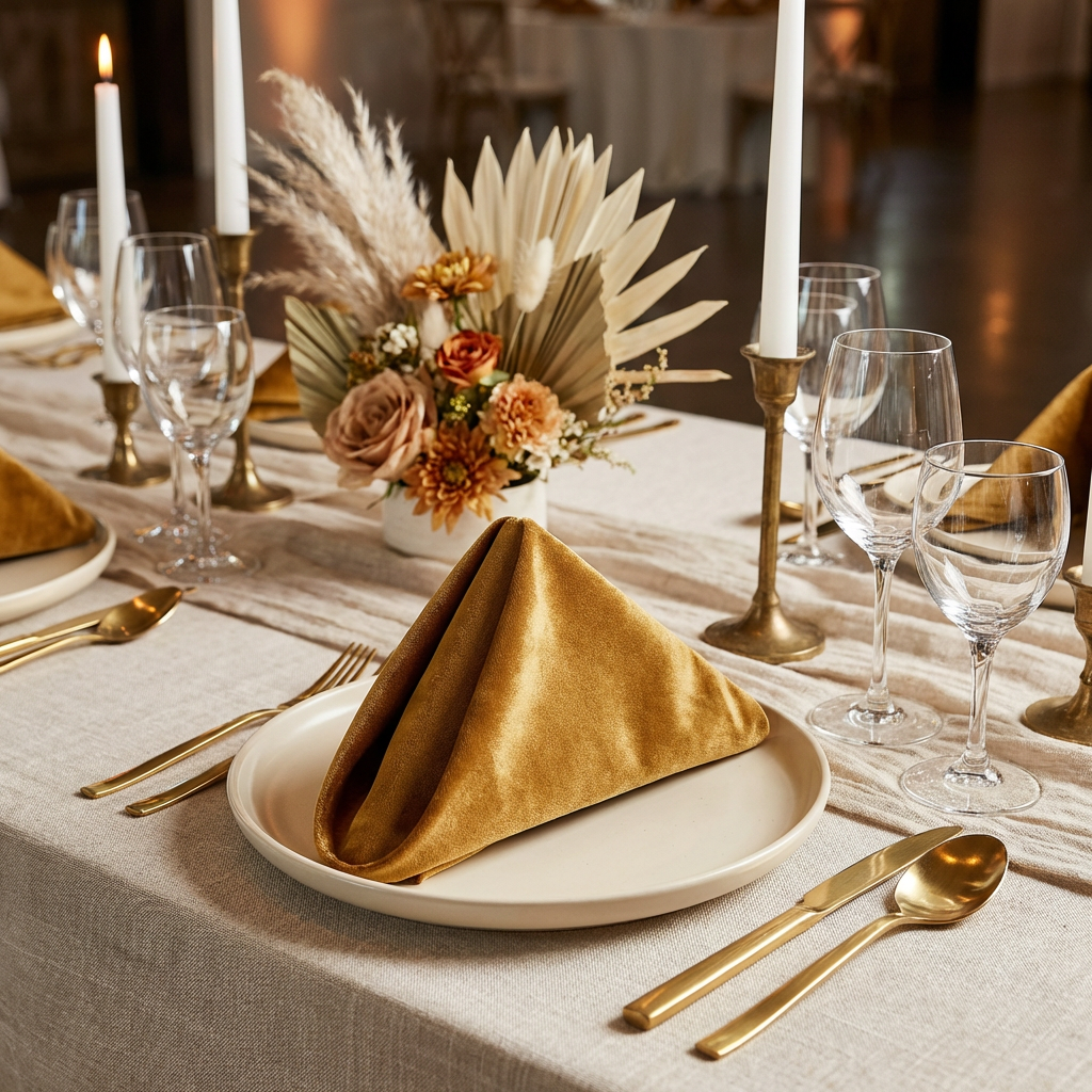 Velvet 20"x20" Linen Napkin - Mustard Gold - CV Linens