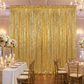 Glitz Sequin Mesh Net 10ft H x 52" W Drape/Backdrop panel - Gold - CV Linens