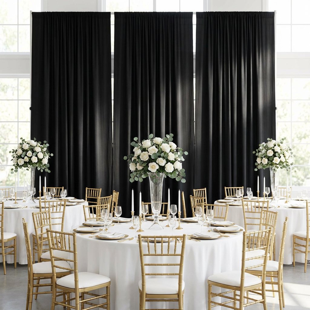 Spandex 4-way Stretch Drape Curtain 10ft H x 60" W - Black - CV Linens