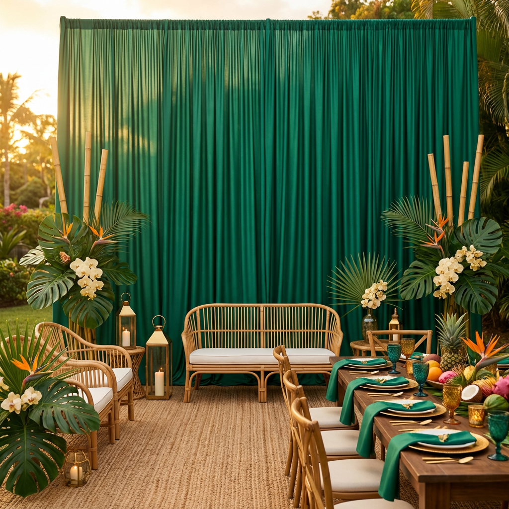 Spandex 4-way Stretch Drape Curtain 10ft H x 60" W - Emerald Green - CV Linens