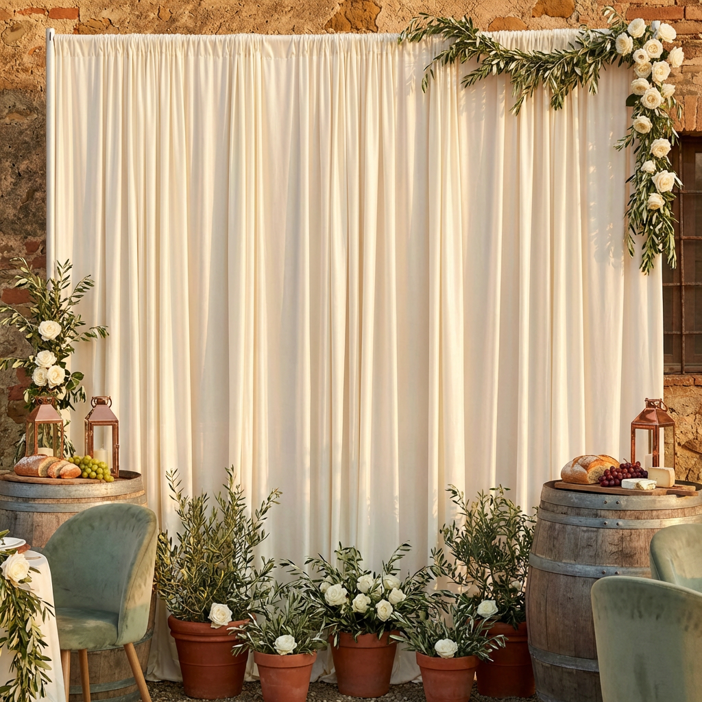 Spandex 4-way Stretch Drape Curtain 10ft H x 60" W - Ivory - CV Linens