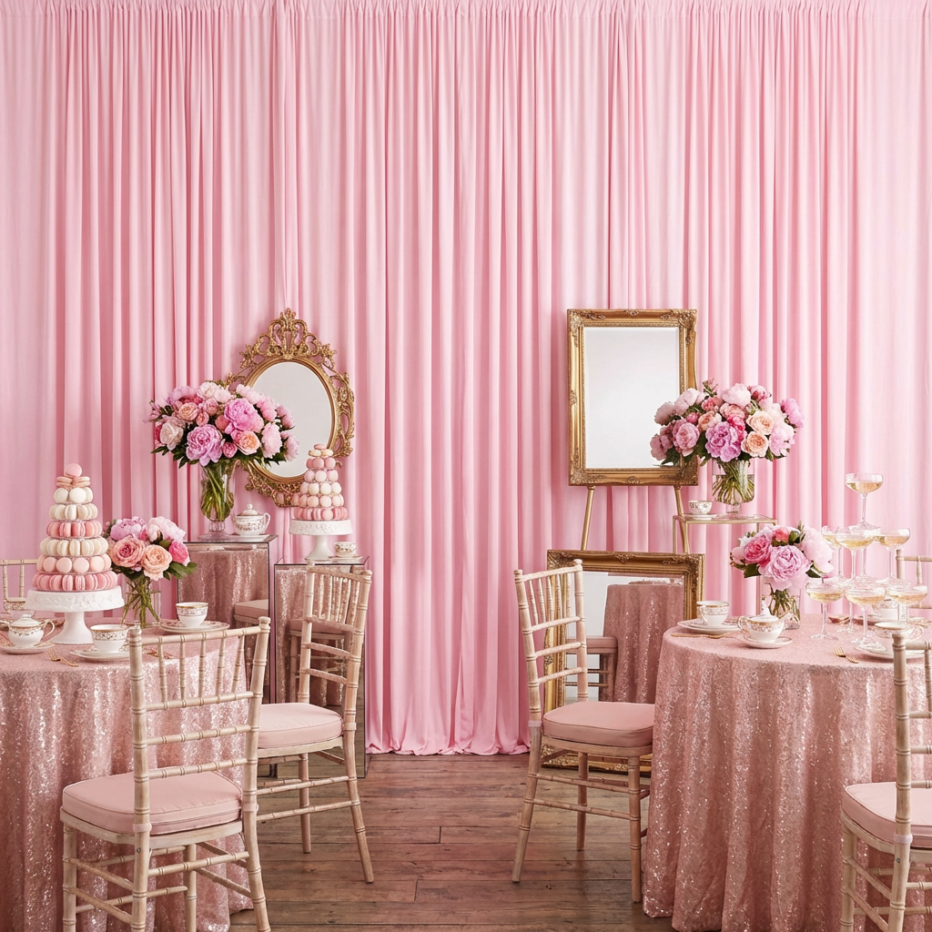 Spandex 4-way Stretch Drape Curtain 10ft H x 60" W - Pink - CV Linens