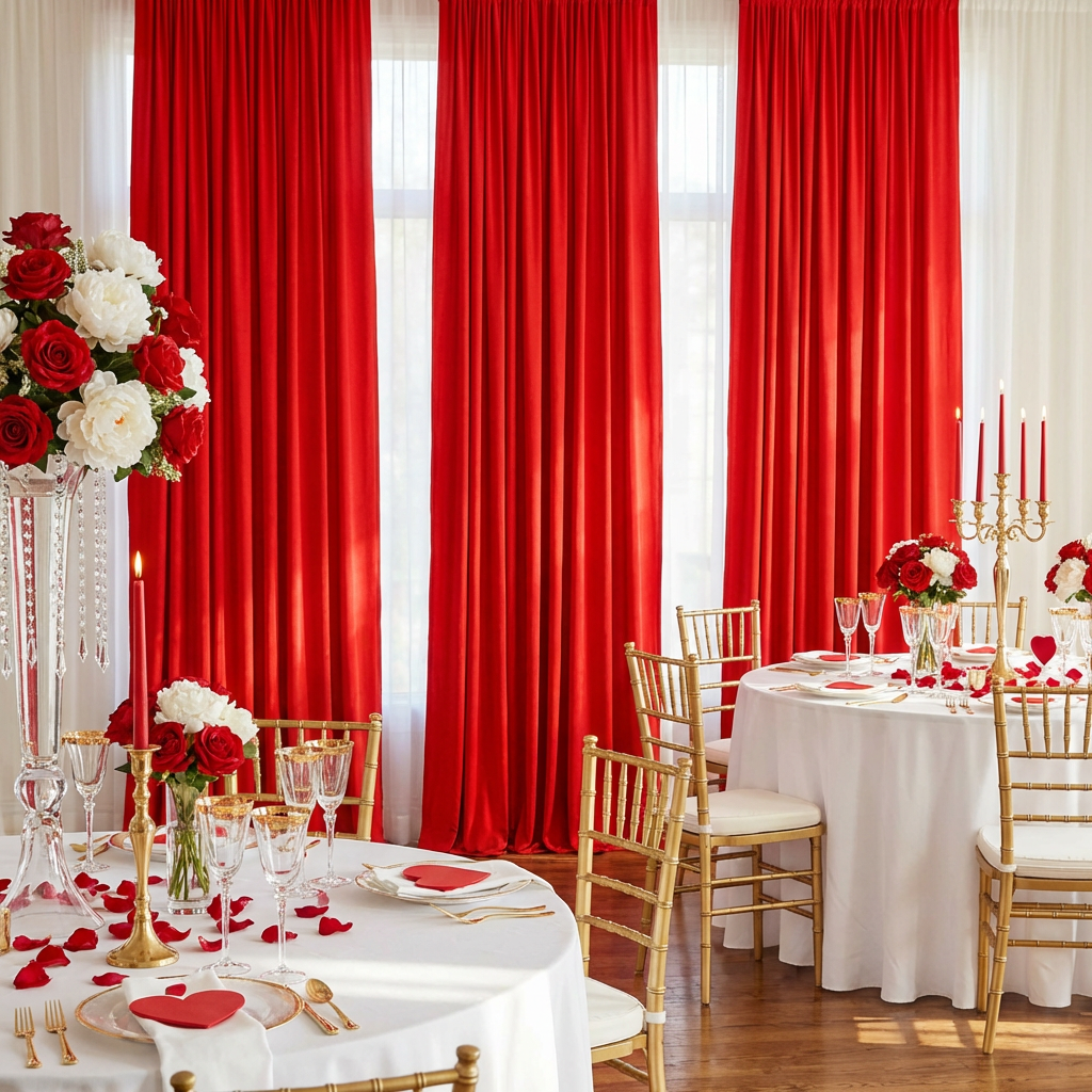 Spandex 4-way Stretch Drape Curtain 10ft H x 60" W - Red - CV Linens