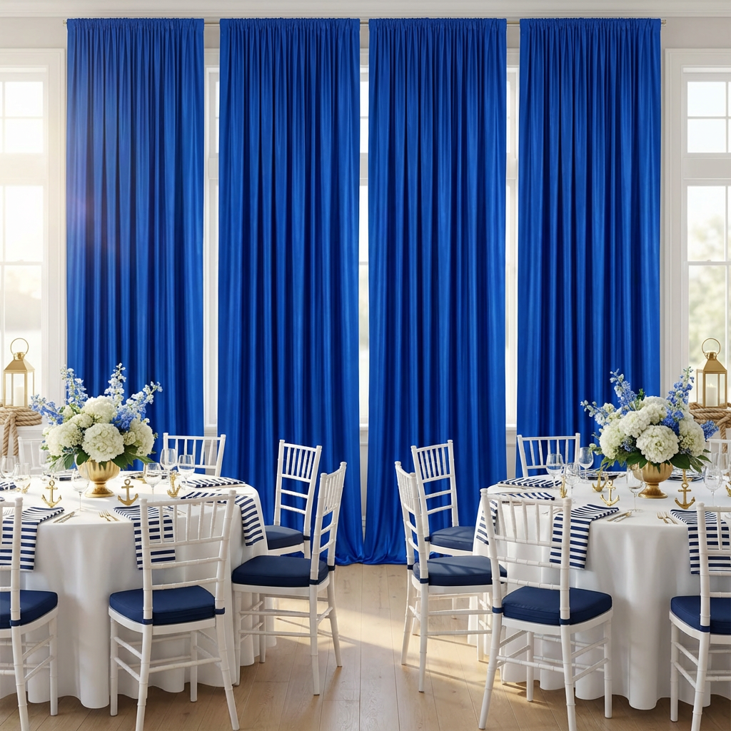 Spandex 4-way Stretch Drape Curtain 10ft H x 60" W - Royal Blue - CV Linens