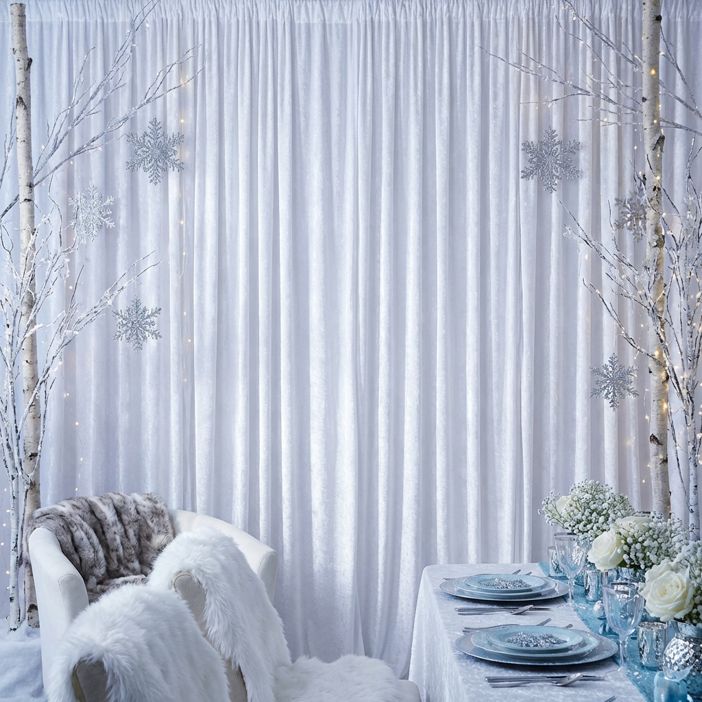 Velvet 10ft H x 52" W Drape/Backdrop Curtain Panel - White - CV Linens