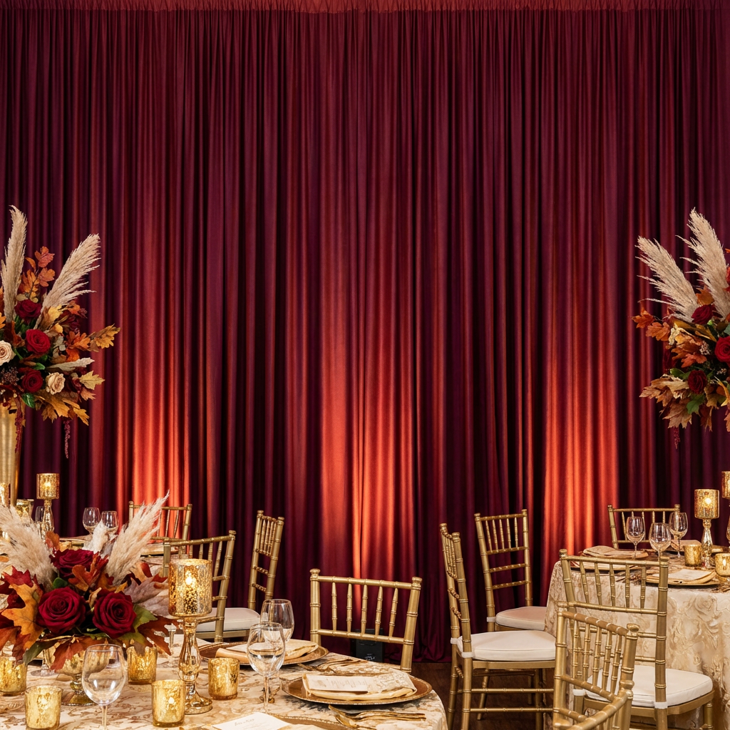 Spandex 4-way Stretch Drape Curtain 12ft H x 60" W - Burgundy - CV Linens