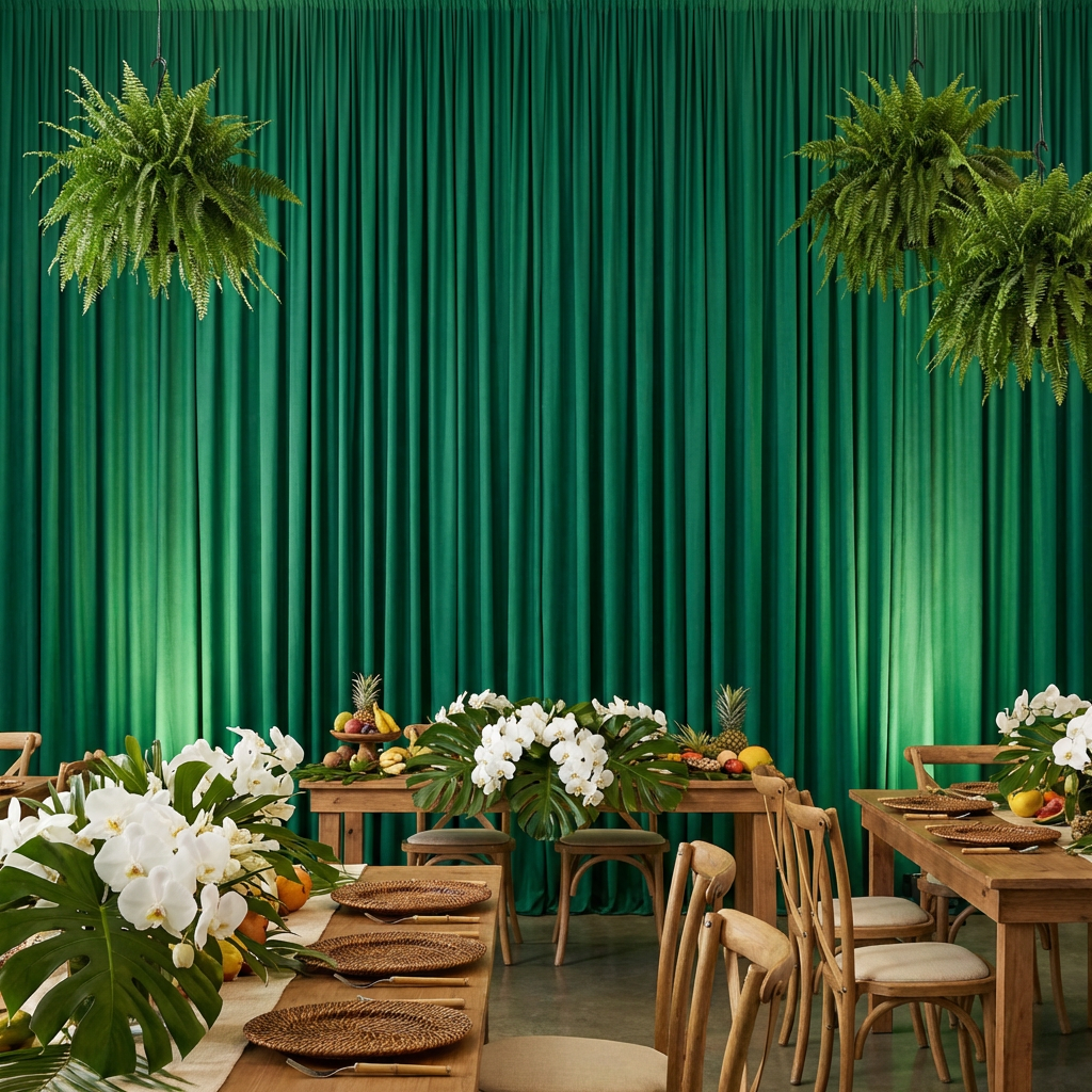Spandex 4-way Stretch Drape Curtain 12ft H x 60" W - Emerald Green - CV Linens