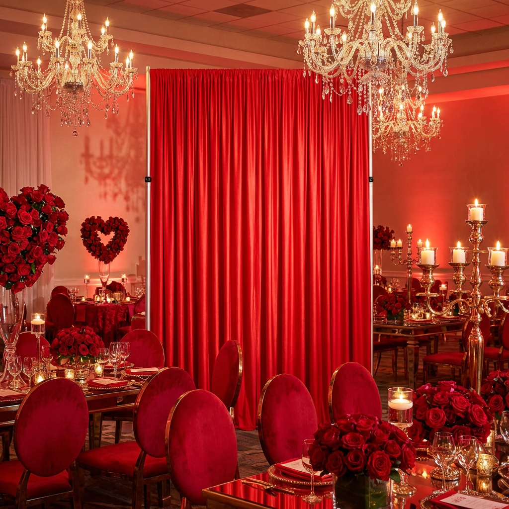 Spandex 4-way Stretch Drape Curtain 12ft H x 60" W - Red - CV Linens
