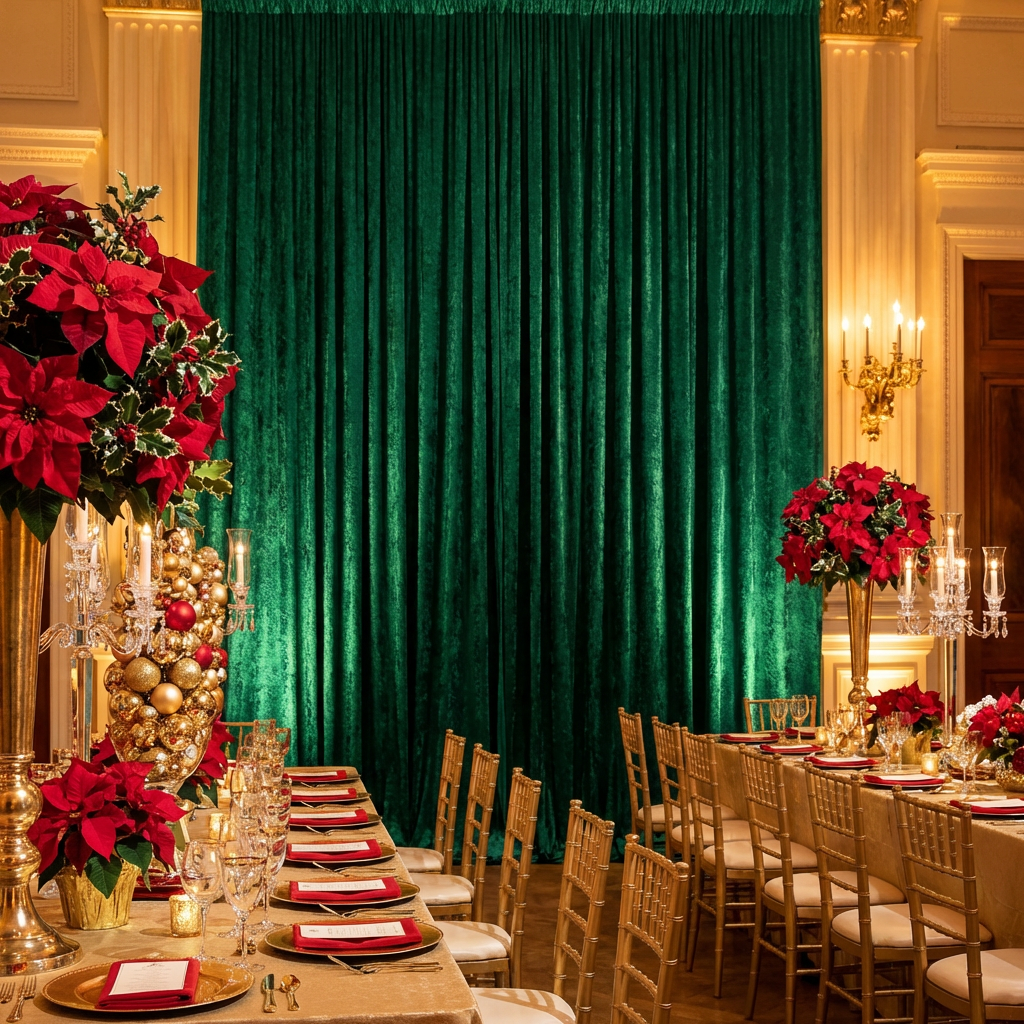 Velvet 12ft H x 52" W Drape/Backdrop Curtain Panel - Emerald Green - CV Linens