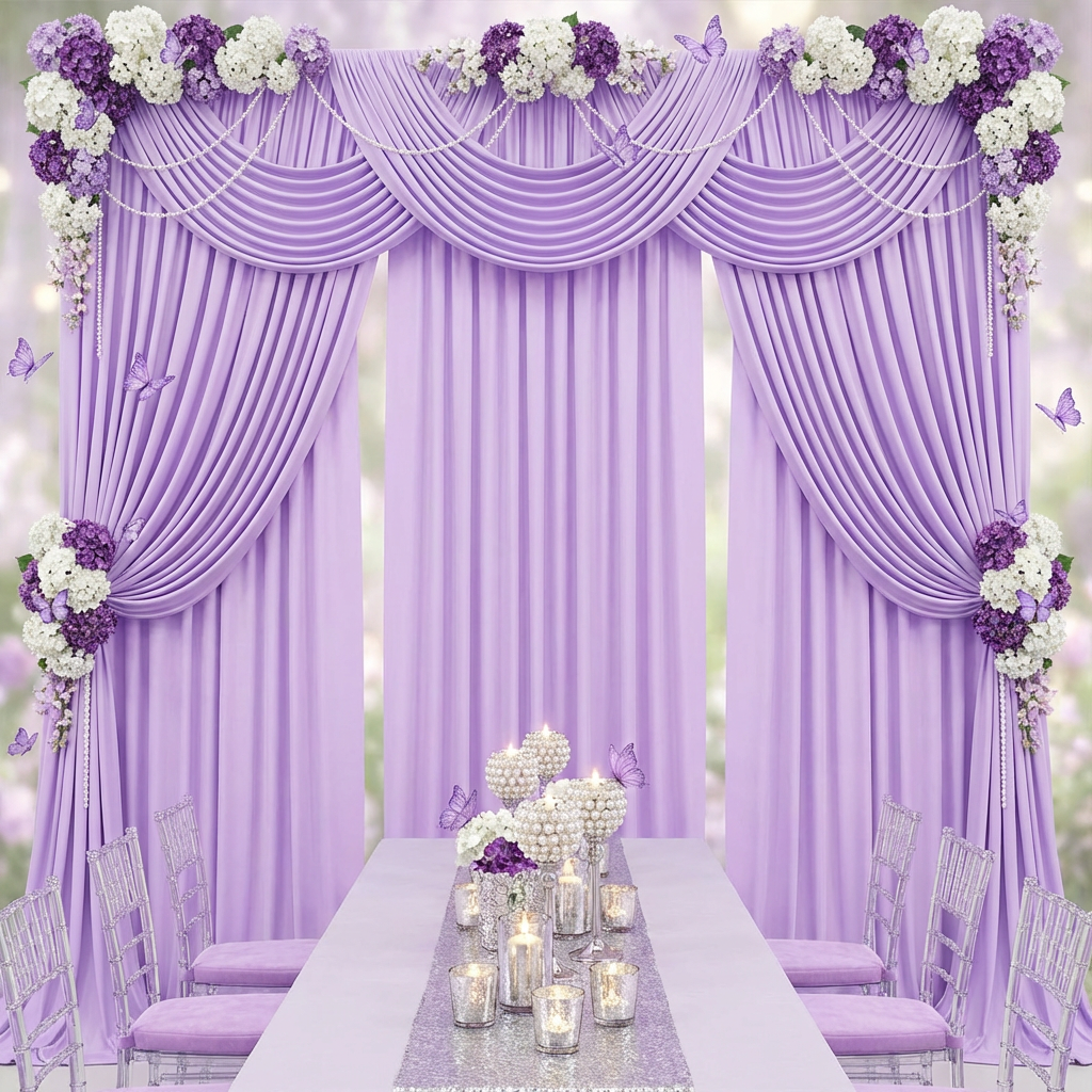 Spandex 4-way Stretch Drape Curtain 10ft H x 60" W - Lavender - CV Linens