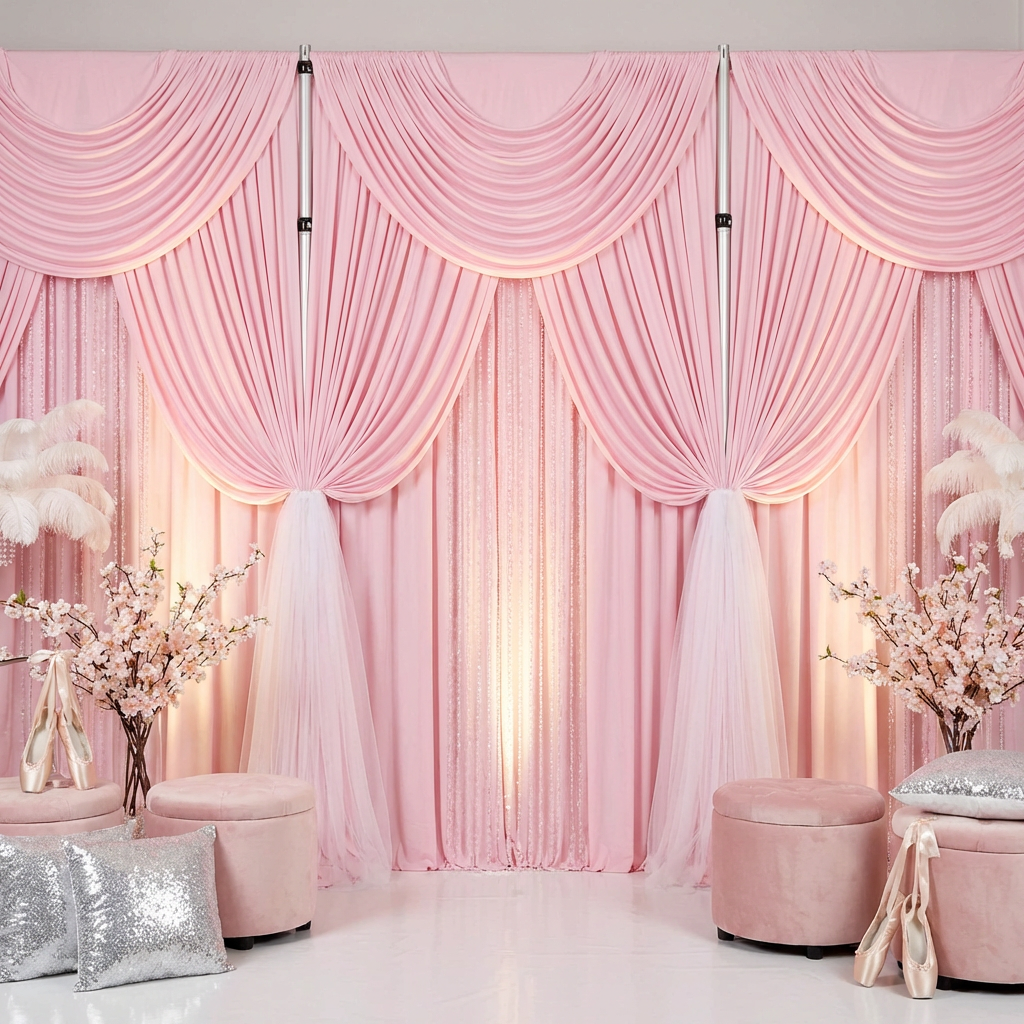 Spandex 4-way Stretch Drape Curtain 10ft H x 60" W - Pink - CV Linens