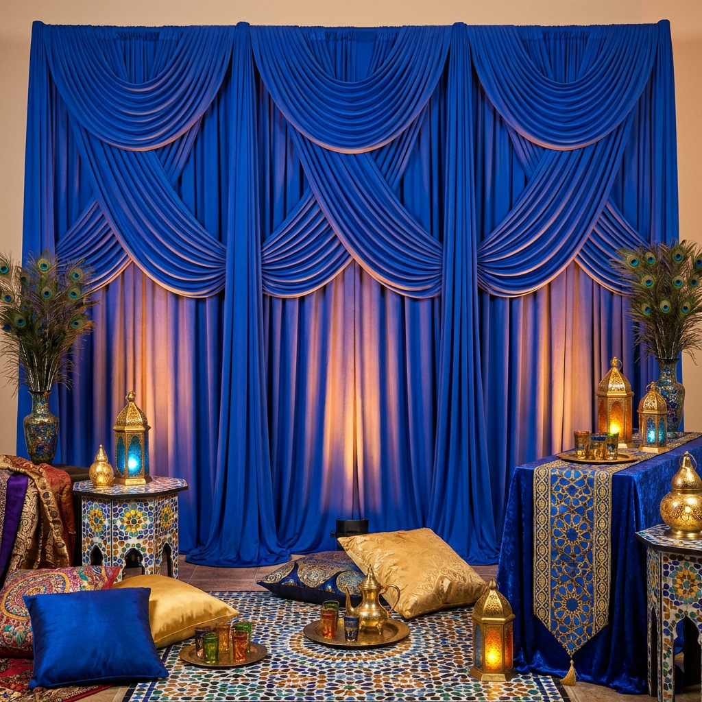 Spandex 4-way Stretch Drape Curtain 10ft H x 60" W - Royal Blue - CV Linens