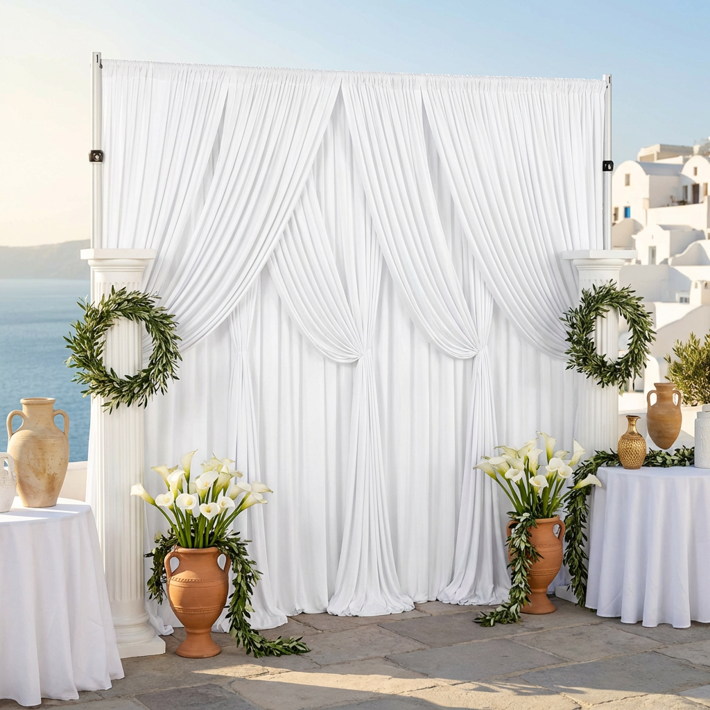 Spandex 4-way Stretch Drape Curtain 10ft H x 60" W - White - CV Linens