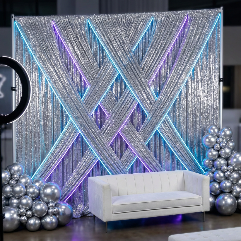 Glitz Sequin Mesh Net Drape/Backdrop Panel - Silver– CV Linens